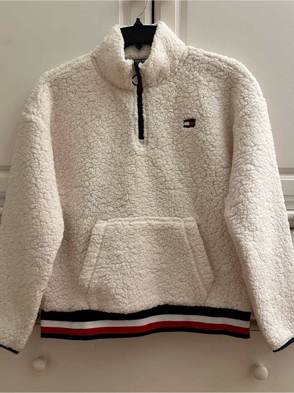 Tommy Hilfiger Cream Sherpa Half-Zip Pullover Women’s Size Medium
